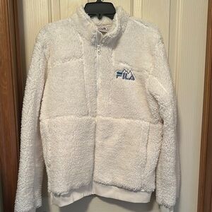 Fila White Women’s front zippered Athletic Jacket, size large